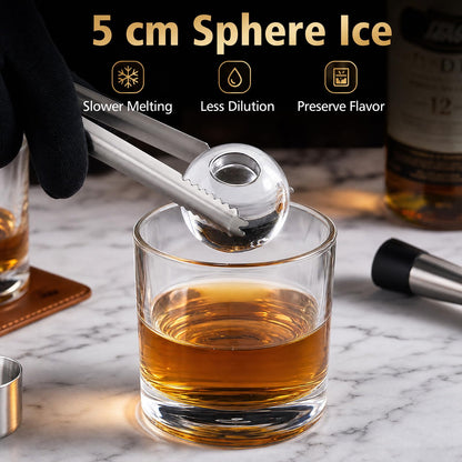5 cm Ice Ball Maker with Self-Cleaning and 8H Timer for Whiskey Bourbon