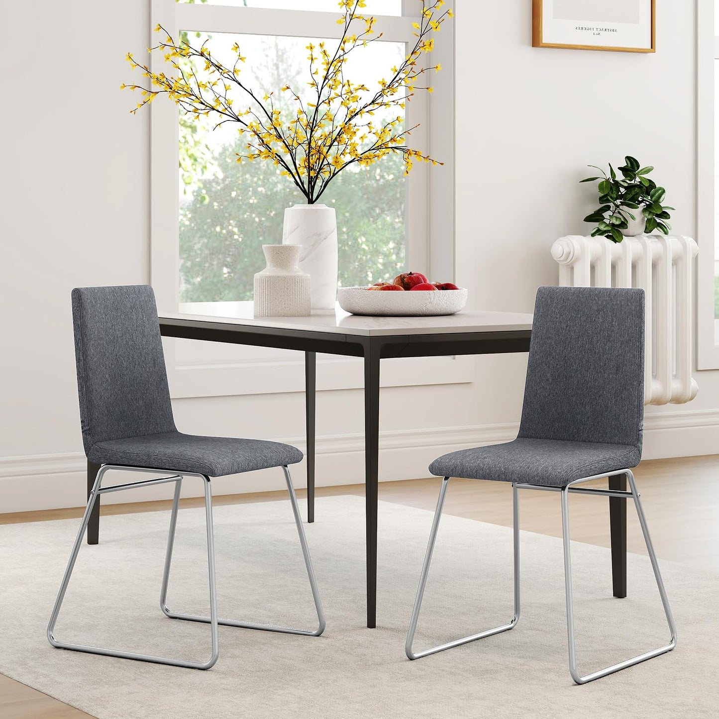 Upholstered Dining Chairs Set of 2 Kitchen Dinner Chairs
