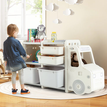 Truck-shaped Toddler Storage Cabinet Kids Toy Organizer