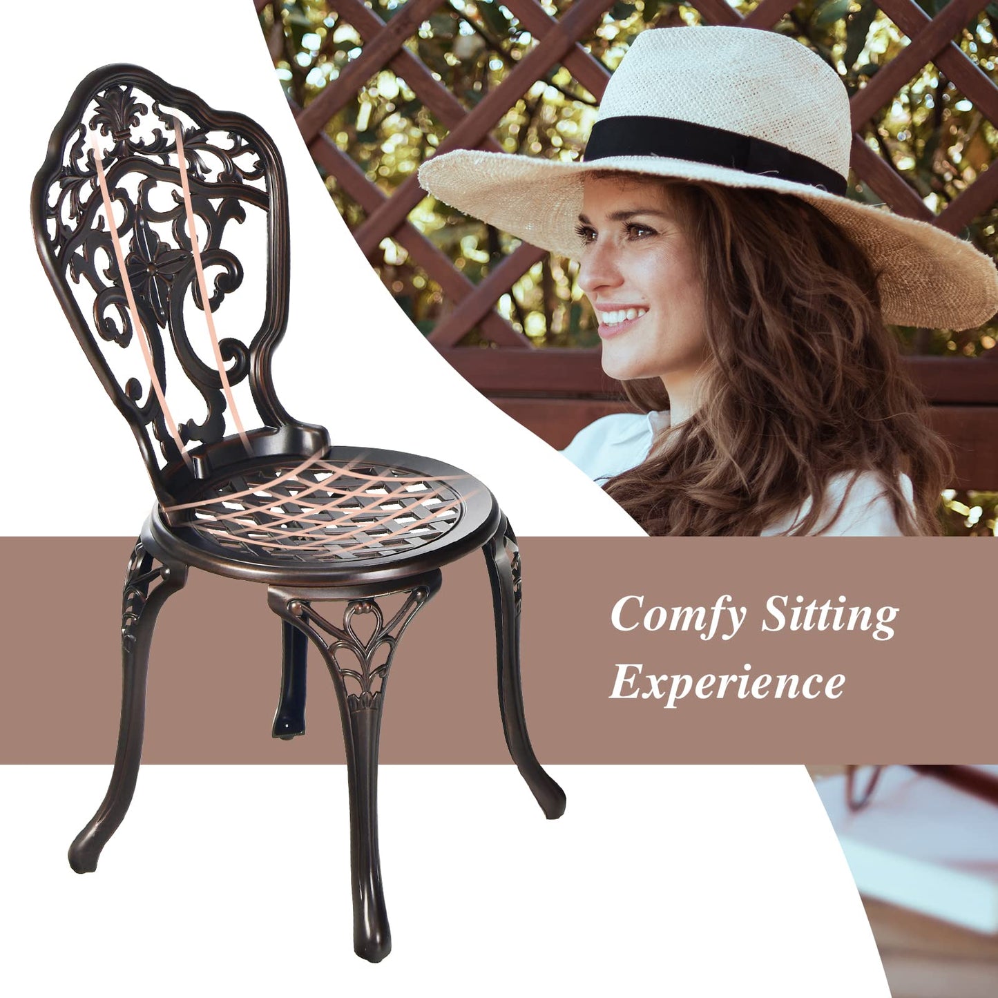 3 Pieces Patio Bistro Set for Porch Garden Poolside Backyard
