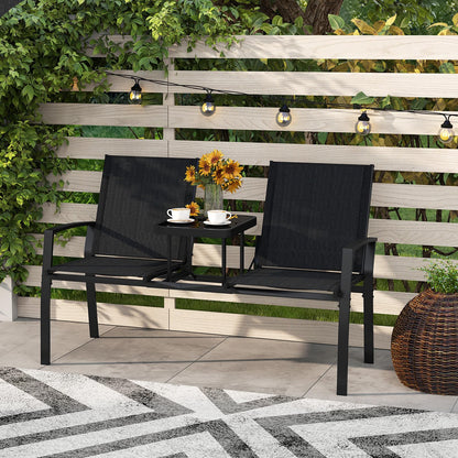 Garden Love Seats, 2-Seater Patio Bench Chair Companion Seat