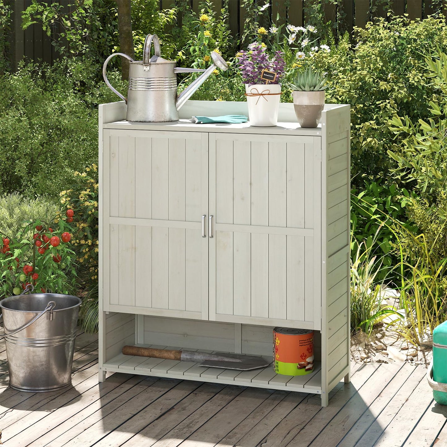 Wooden Garden Shed, Outdoor Tool Storage Shed with Removable Shelves