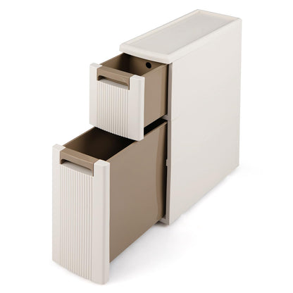 Slim Bathroom Floor Cabinet with 2/3/4 Drawers on Wheels