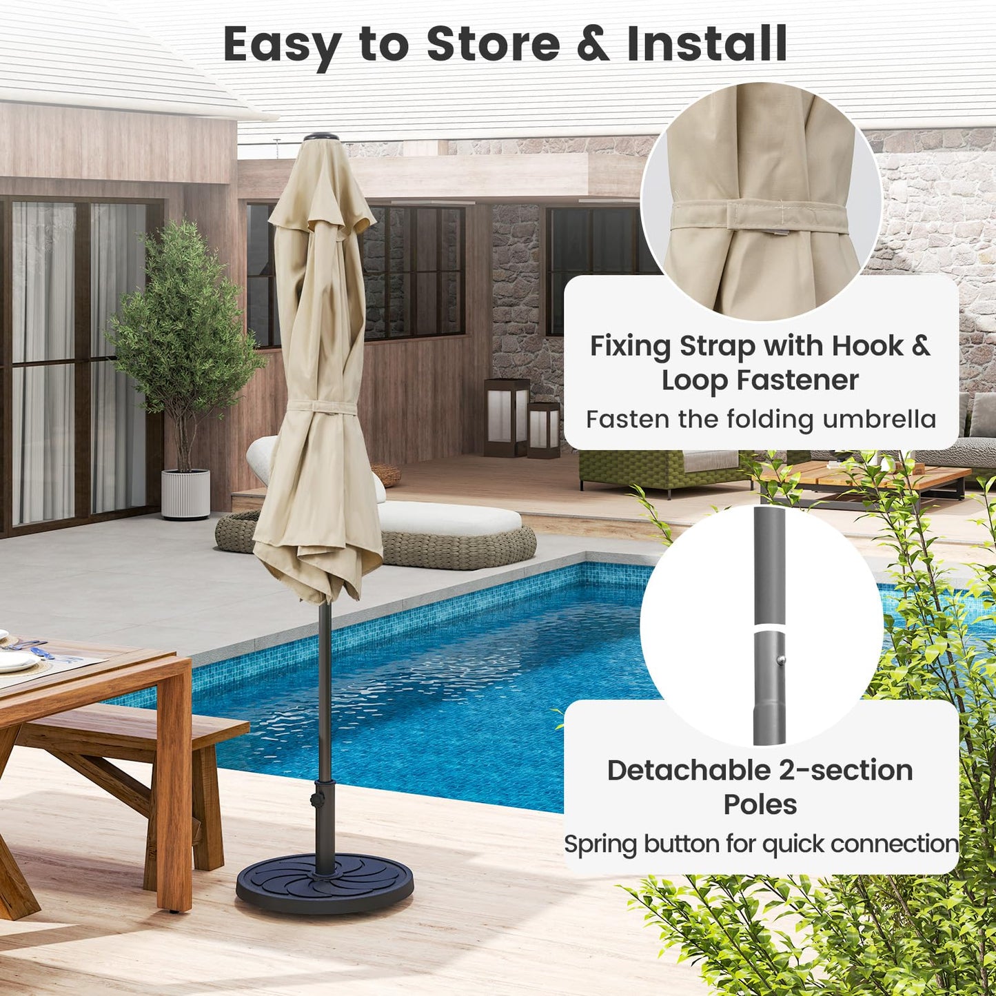 Outdoor Heavy Duty Umbrella with Push Button Tilt