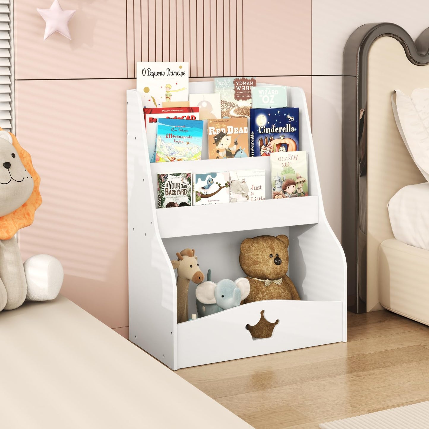 4 Tier Wooden Kids Bookshelf Bookcase Toy Storage Organizer
