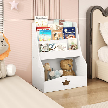 4 Tier Wooden Kids Bookshelf Bookcase Toy Storage Organizer