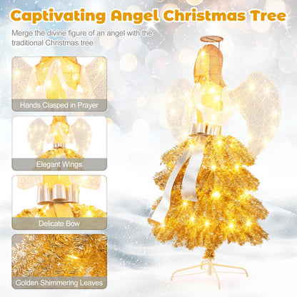 1.57M Lighted Christmas Angel Tree with Hands Clasped in Prayer