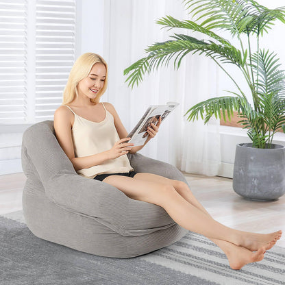 Boneless Floor Single Sofa Chair with Soft Stripe Corduroy Cover