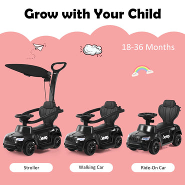 3 In 1 Kids Ride On Push Car with Adjustable Visor