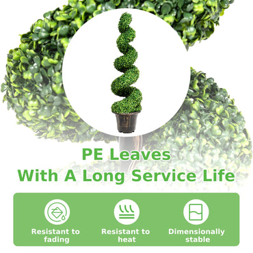 120cm Greenery Faux Boxwood Spiral Plant with Realistic Leaves and Pot