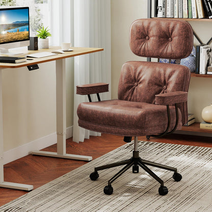 Home Office Chair, Mid Century Modern Suede Fabric Computer Desk Chair