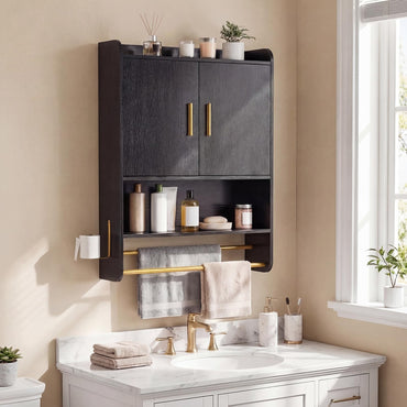 Bathroom Wall Cabinet with Open Shelves and Adjustable Shelf
