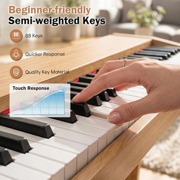 88-Key Digital Piano Keyboard, Semi-Weighted Keyboard
