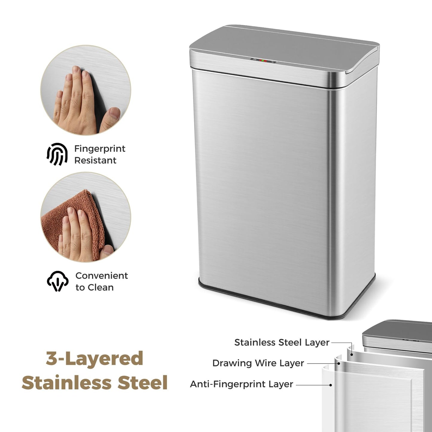 53/60L Automatic Trash Can with Lid