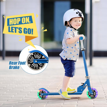 2-Wheel Foldable Kick Scooter with Light Up Wheels and Adjustable Handlebar