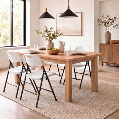 Foldable Plastic Chairs with Ergonomic Backrest and Metal Legs