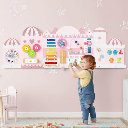 Castle Sensory Wall, 11 in 1 Activity Wall Busy Board Panels Montessori Toddler