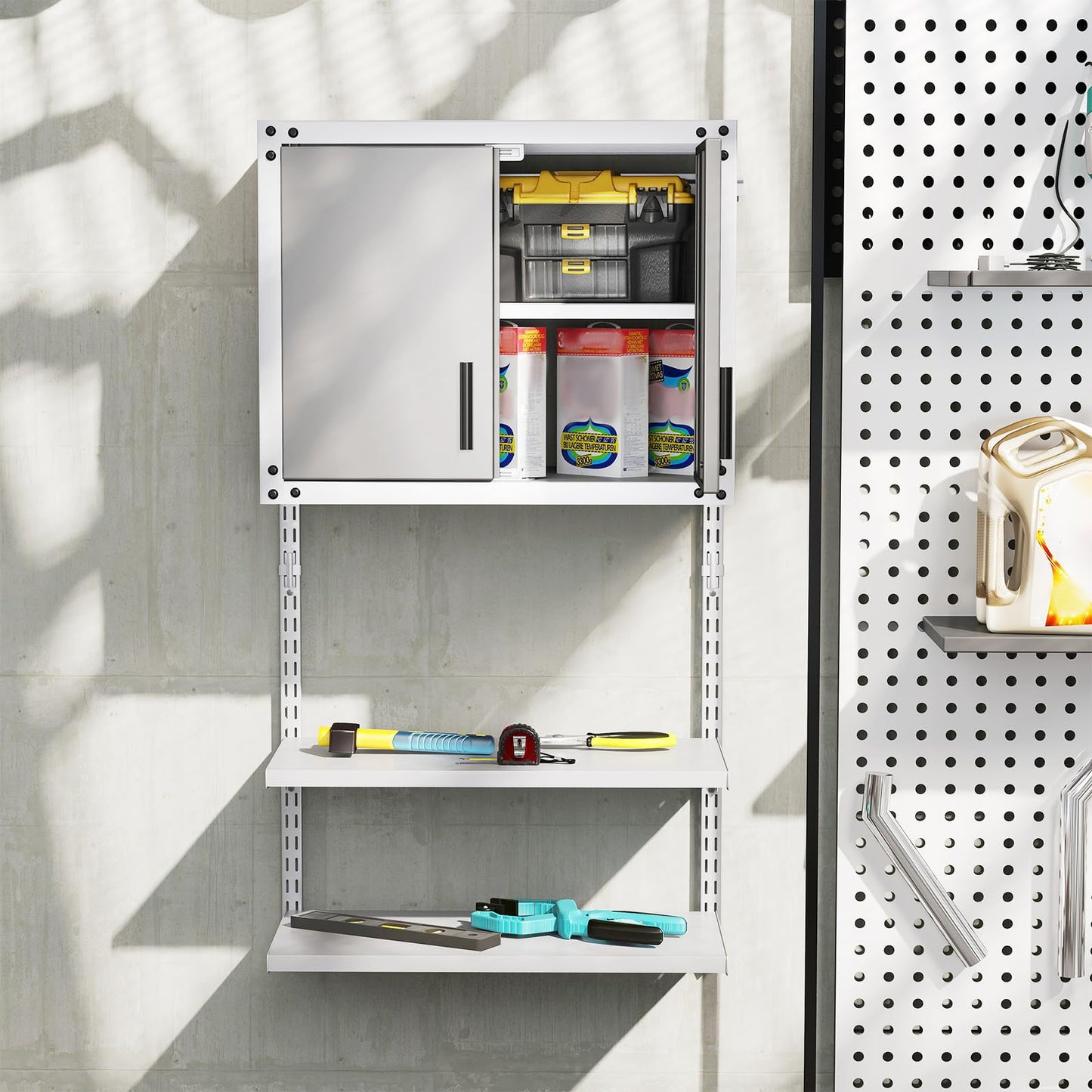Metal Wall Cabinet with Lock and 3 Adjustable Shelves