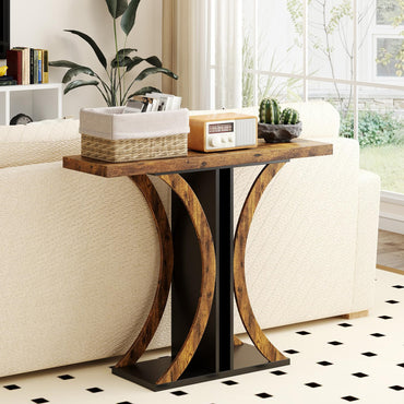 Console Table 100 cm Rectangular Entryway Table with Geometric Frame