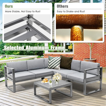 5 Seater L Shape Aluminium Garden Corner Sofa Set
