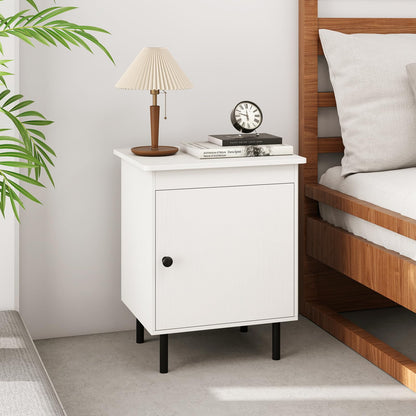 2-Tier Nightstand with Single Door Cabinet for Bedroom