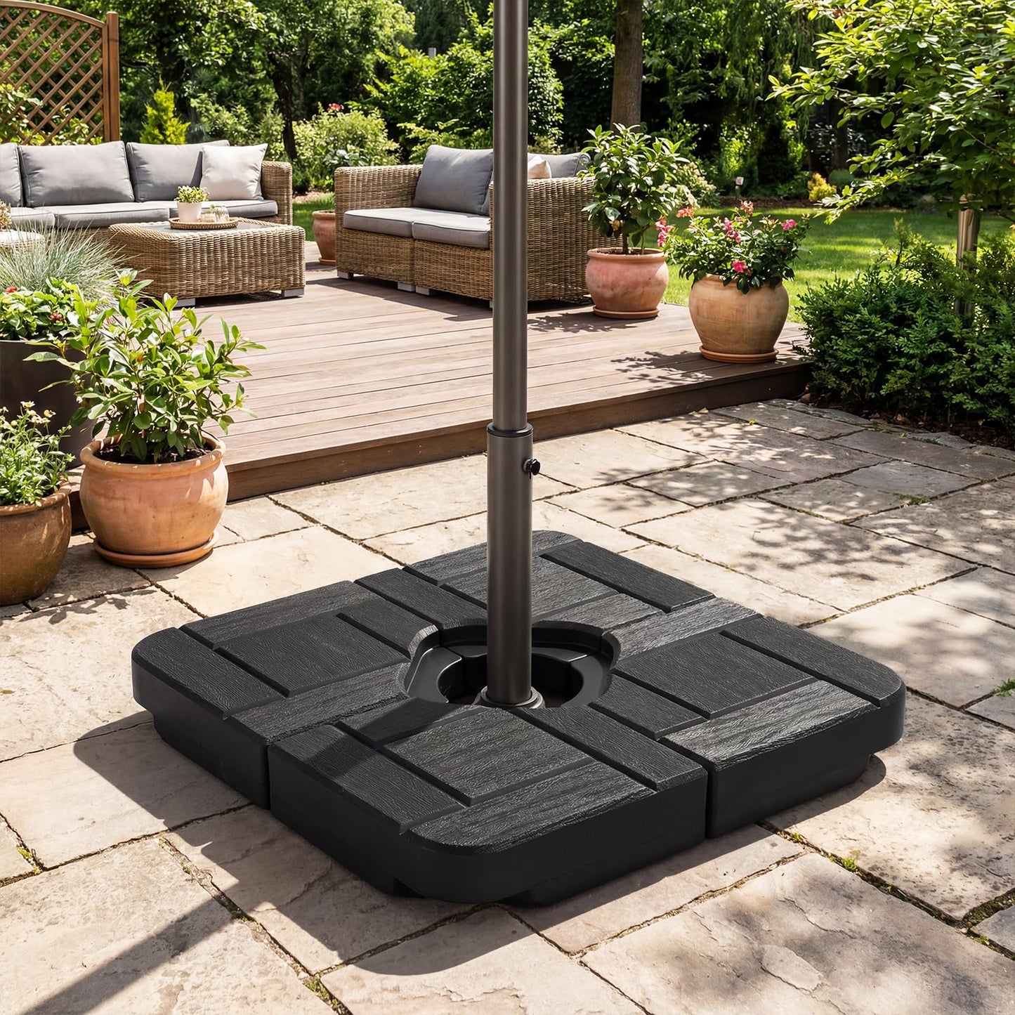 4 Pieces Parasol Base, Water or Sand Filled Heavy Duty Cross Stand Holder