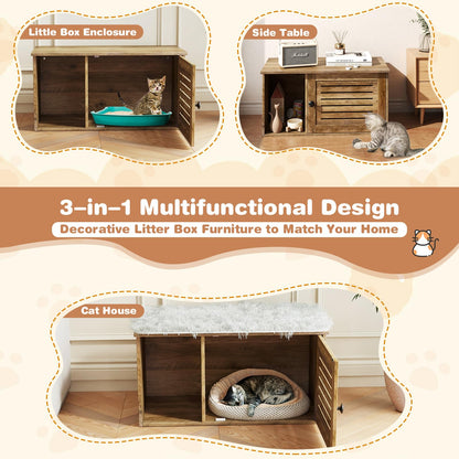 Cat Litter Box Enclosure Hidden Cat Washroom with Winding Entry