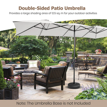 4.3m Double-Sided Patio Umbrella with Crank Handle & Vented Tops