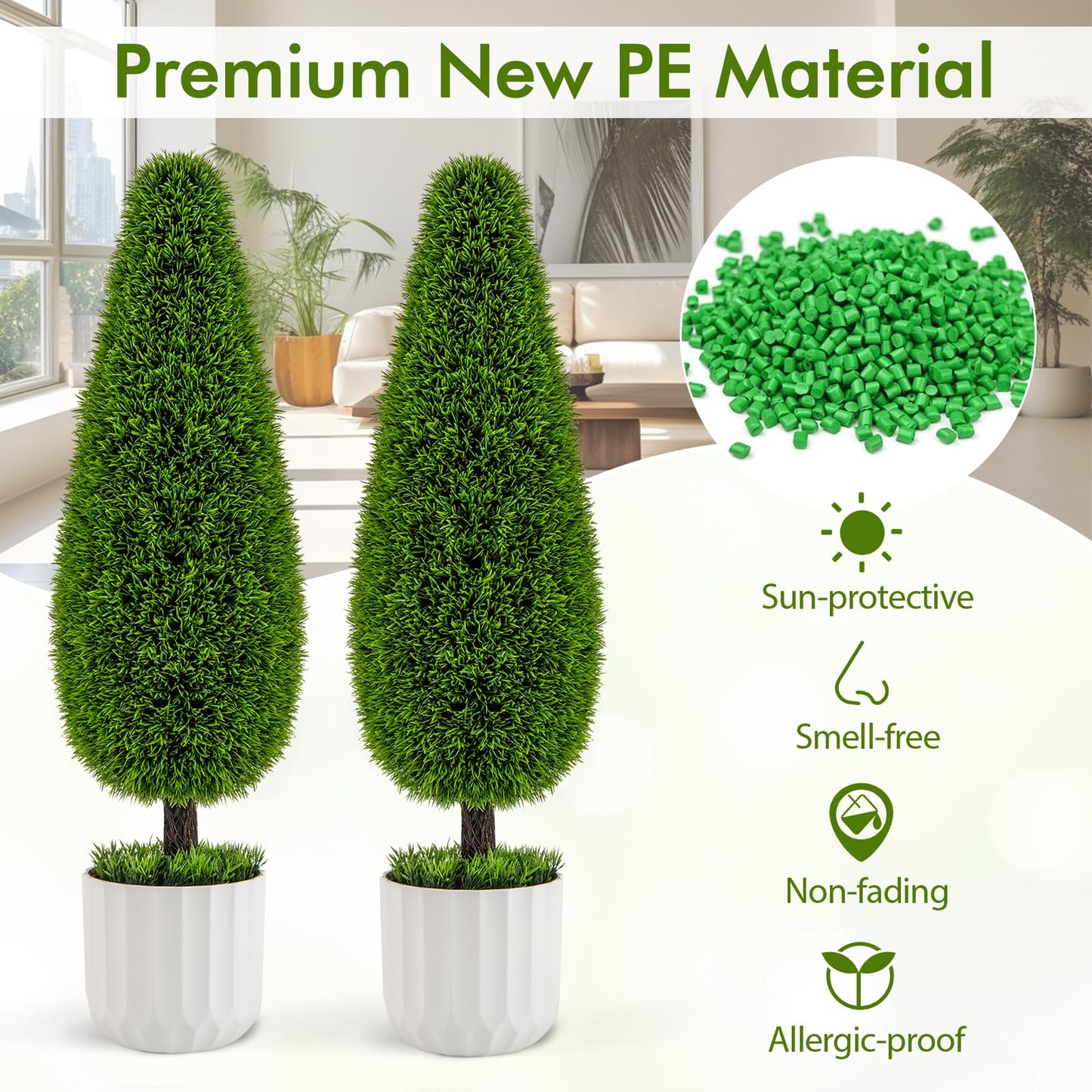 90cm 2PCS Greenery Faux Boxwood Tower/Spiral Plant with Realistic Leaves and Pot
