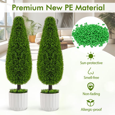 90cm 2PCS Greenery Faux Boxwood Tower/Spiral Plant with Realistic Leaves and Pot