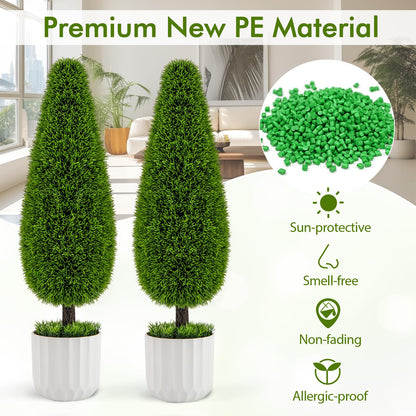 90cm 2PCS Greenery Faux Boxwood Tower/Spiral Plant with Realistic Leaves and Pot
