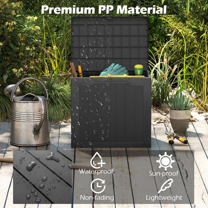 96L Outdoor Storage Box with Lockable Lid and Wicker-Woven Texture