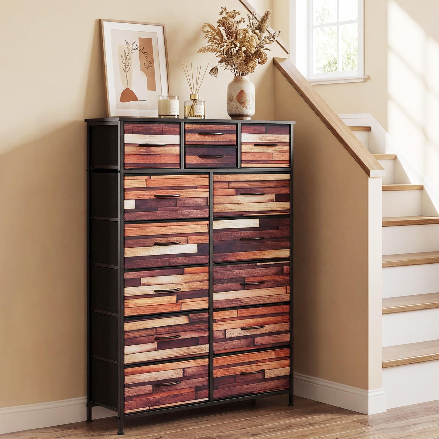 11/14-Drawer Dresser Tall Storage Chest with Metal Frame
