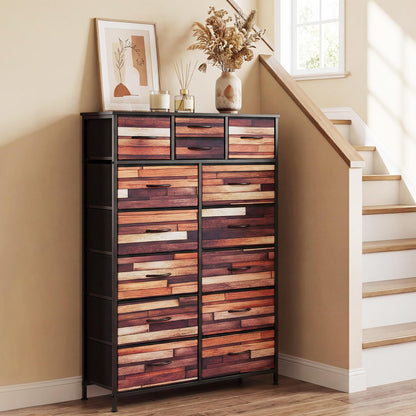11/14-Drawer Dresser Tall Storage Chest with Metal Frame