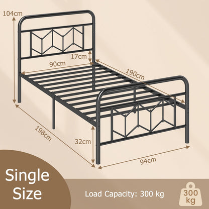 Giantex 3FT/4FT6/5FT Metal Platform Bed Base with High Headboard