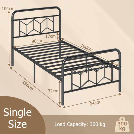 Giantex 3FT/4FT6/5FT Metal Platform Bed Base with High Headboard