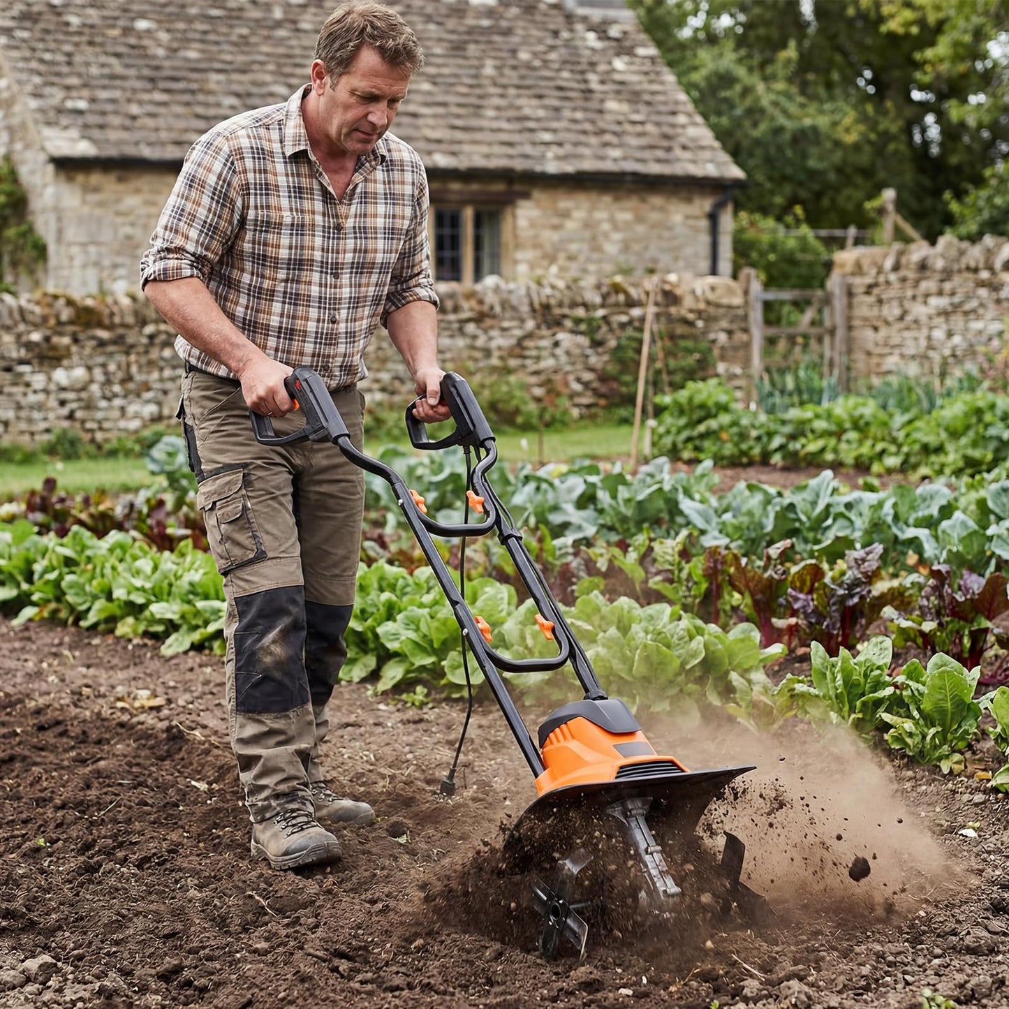 Electric Garden Tiller, 1200W/750W Powerful Soil Cultivator Rotavator with 36cm/32cm Tilling Width