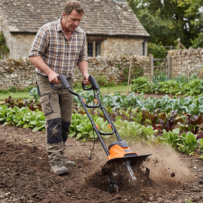 Electric Garden Tiller, 1200W/750W Powerful Soil Cultivator Rotavator with 36cm/32cm Tilling Width