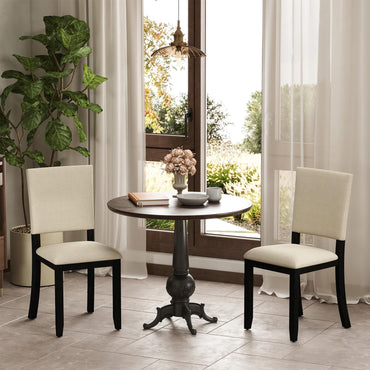 Upholstered Dining Chairs Set of 2 with Soft Padded Seat and Solid Wood Frame