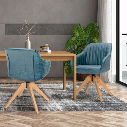 Set of 2/4 360° Swivel Accent Chair with Solid Wood Legs
