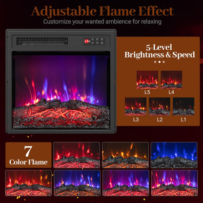 19”/48cm Electric Fireplace, Recessed Freestanding Fire Heater with 7 Flame Color