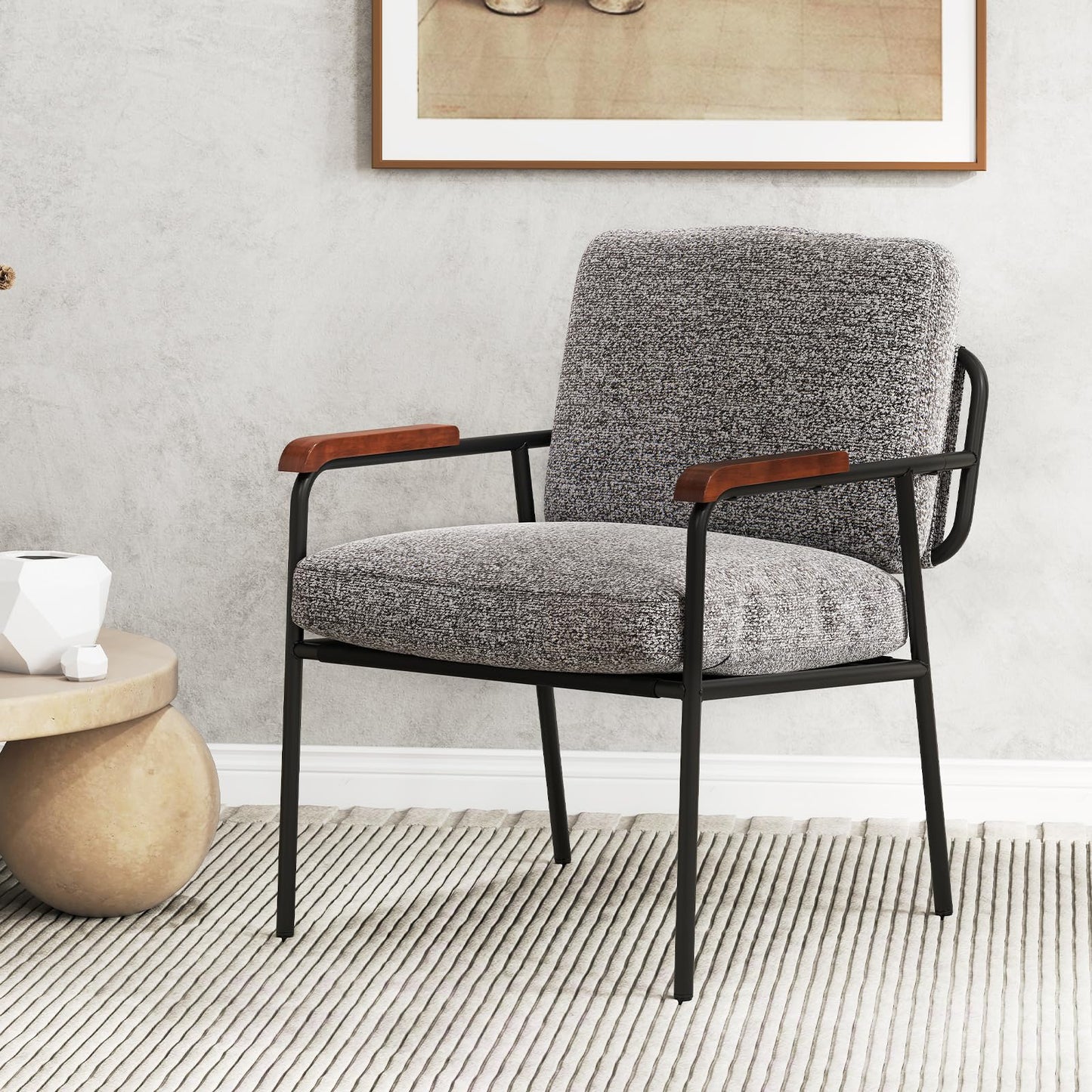 Accent Chair with Back Pillow and Wide Cushioned Seat
