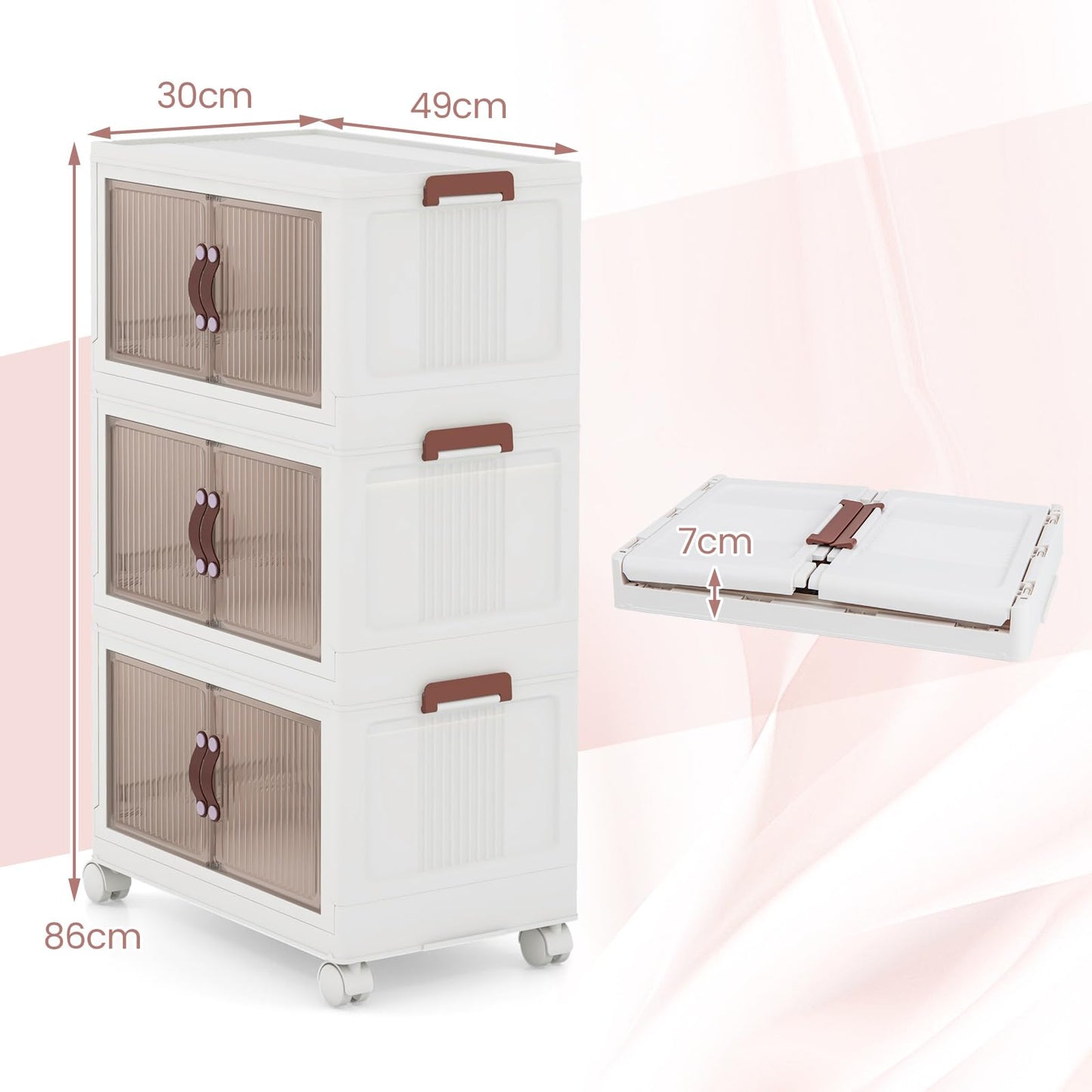 25.5 Gal Storage Bins with Magnetic Doors and Lockable Casters
