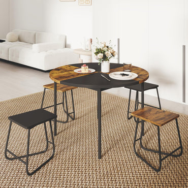5 Piece Dining Table Set, Round Kitchen Table and Stools