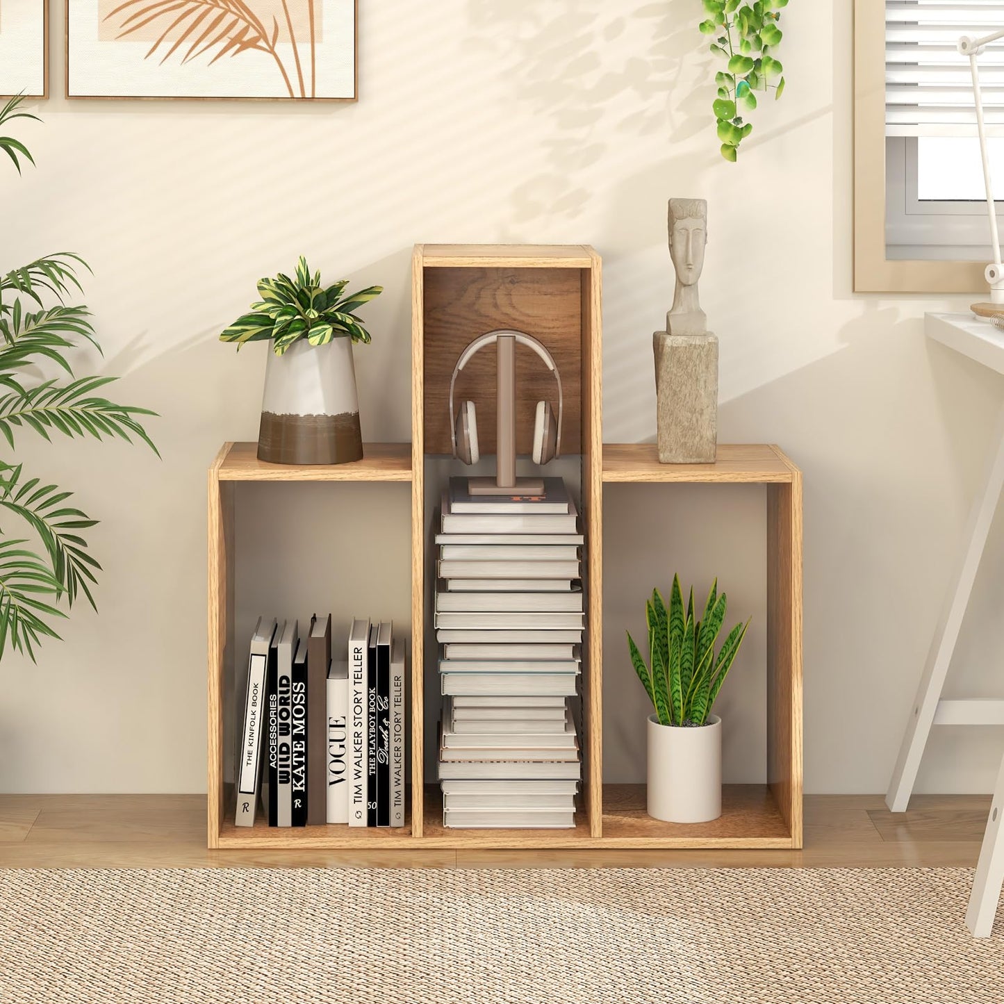 Wooden Bookshelf, 3 Tier Freestanding Separable Bookshelf