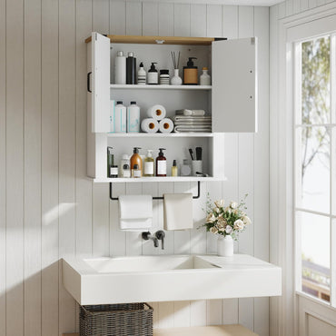 Bathroom Wall Cabinet, Farmhouse Over-The-Toilet Storage Cupboard