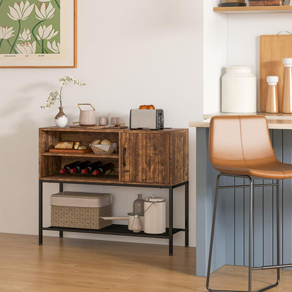 Sideboard Buffet Cabinet with Wine Racks and Storage Shelves