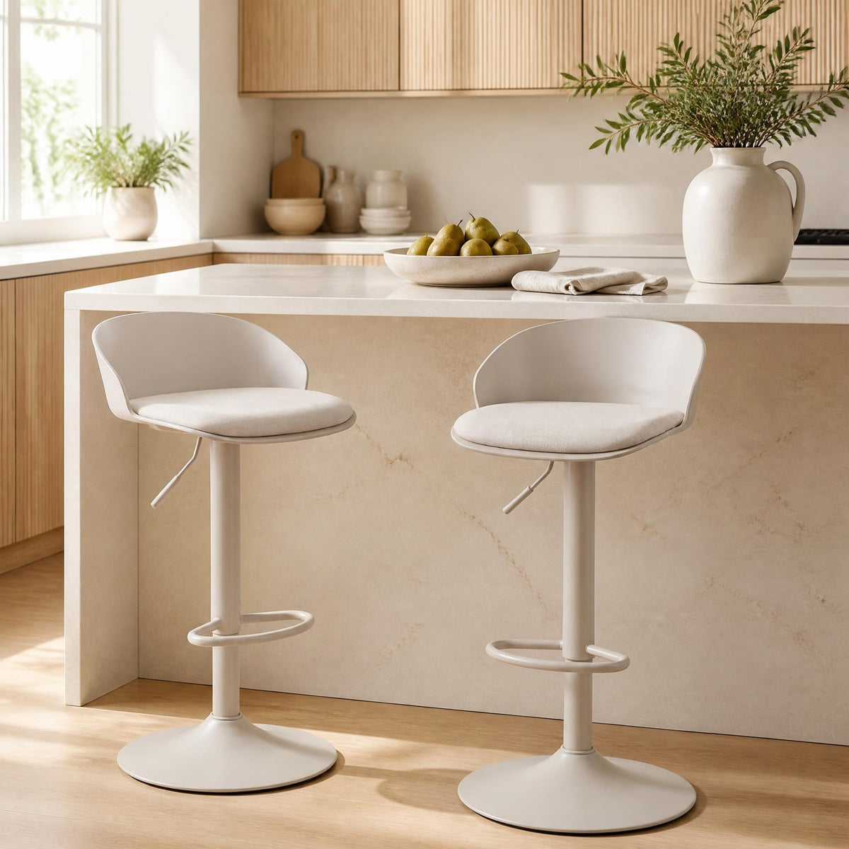 Swivel Bar Stools with Linen Seat