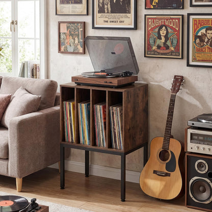 Record Player Stand, Turntable Stand End Sofa Side Table with 4 Vinyl Display Shelves