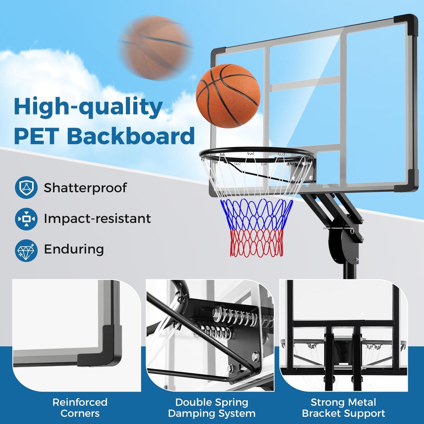 All Weather Basketball Goal System with 2 Wheels